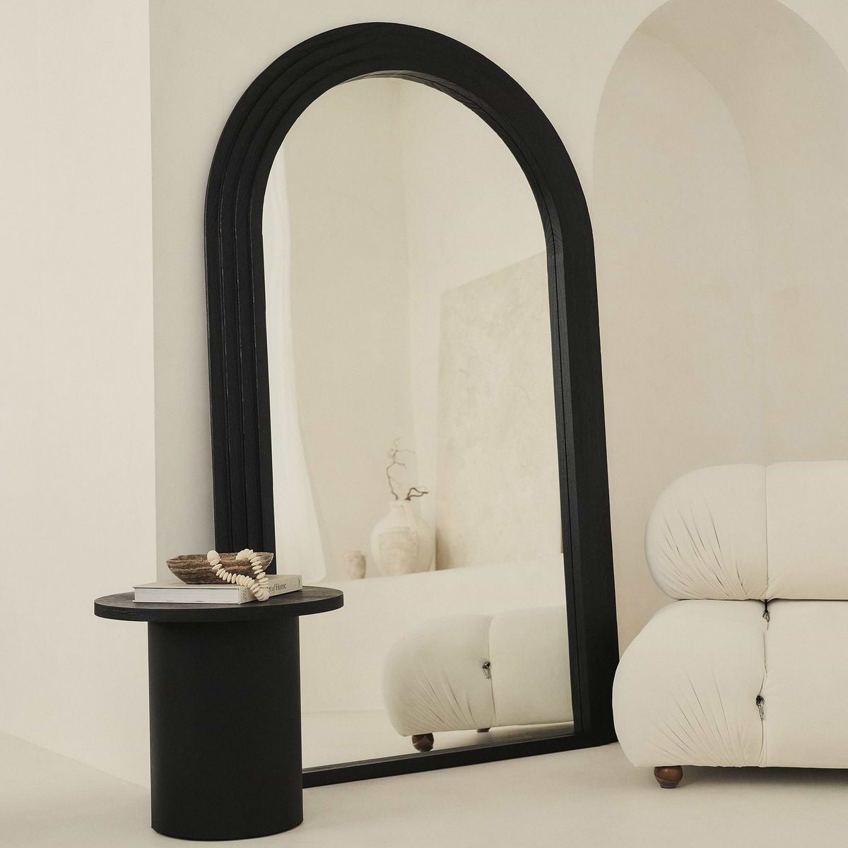 Black Stepped Arch Full Length Mirror