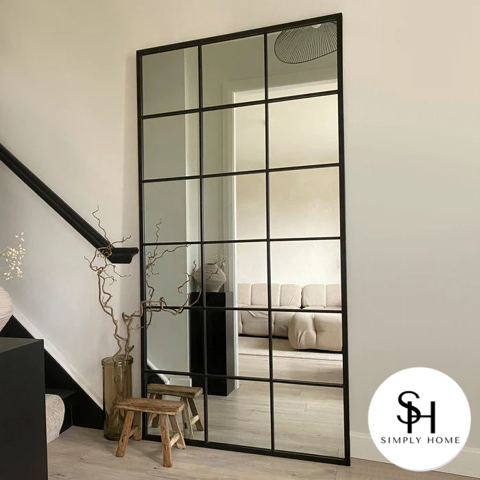 Clarence Large Black Trim Grid Mirror