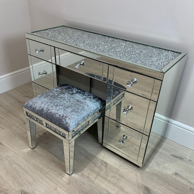 Diamond Crush Mirrored Dressing Table