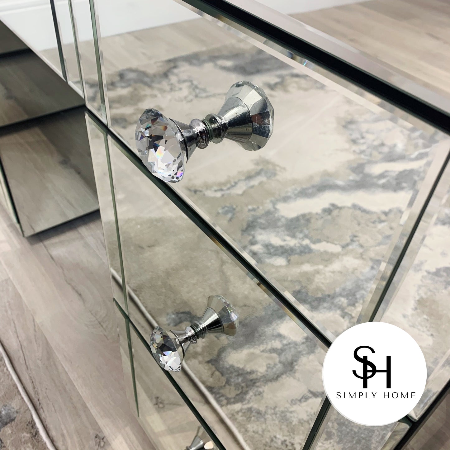 Diamond Crush Mirrored Dressing Table