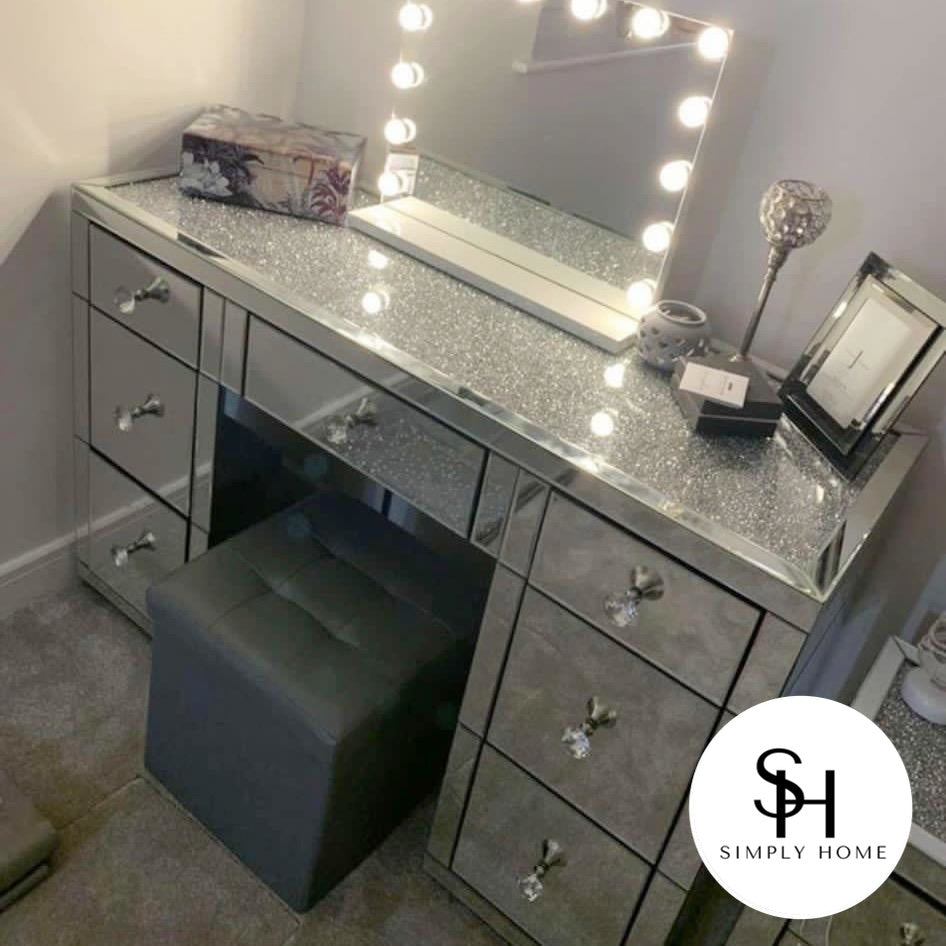 Diamond Crush Mirrored Dressing Table