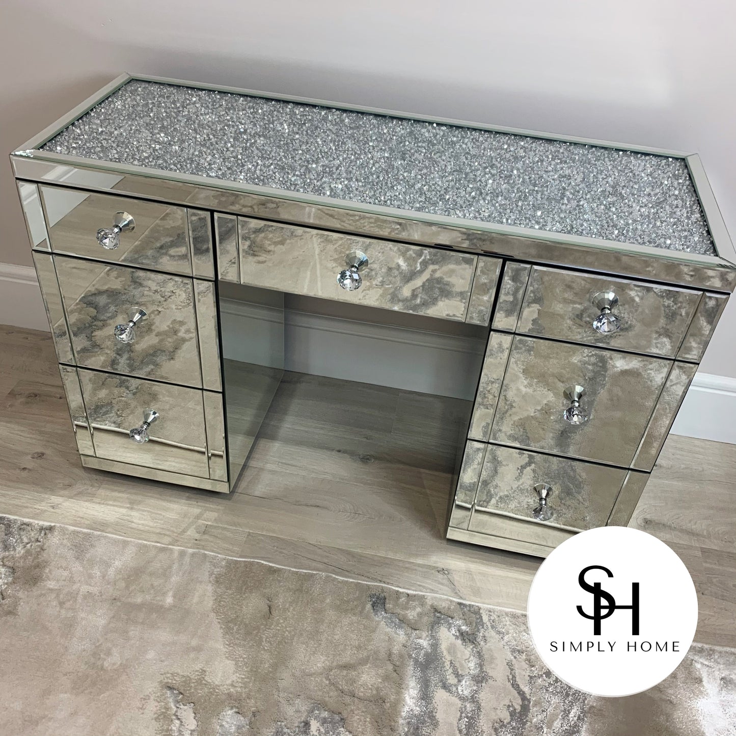 Diamond Crush Mirrored Dressing Table