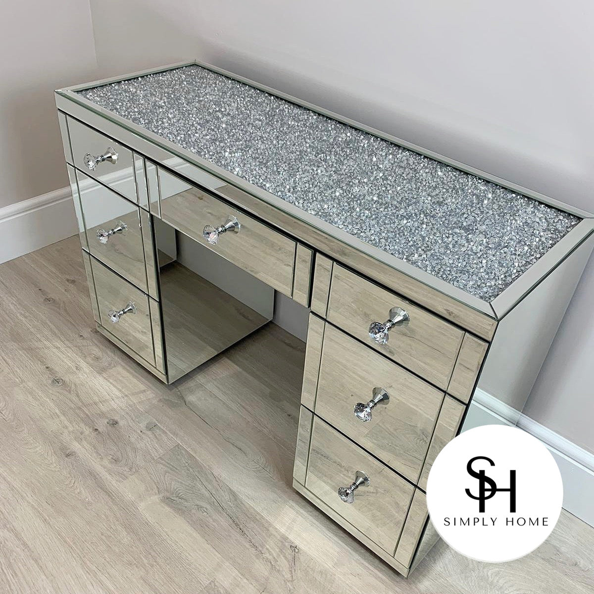 Diamond Crush Mirrored Dressing Table