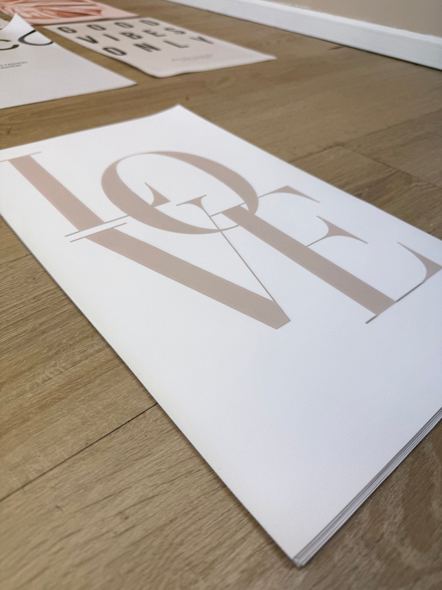 'Love' Beige Canvas
