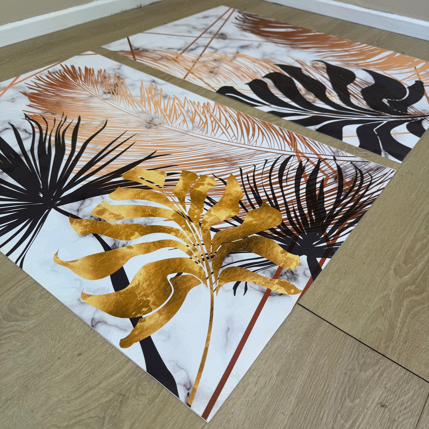 'Gold & Black Jungle' Canvas Pair