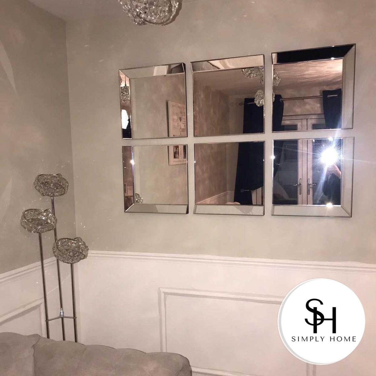 Set of 6 Panel Wall Mirrors