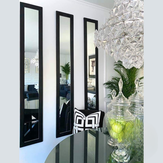 3 Panel Full Length Black Framed Wall Mirror