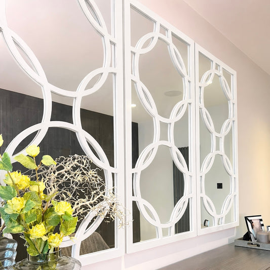 White Orion 3 Panel Set of Wall Mirrors
