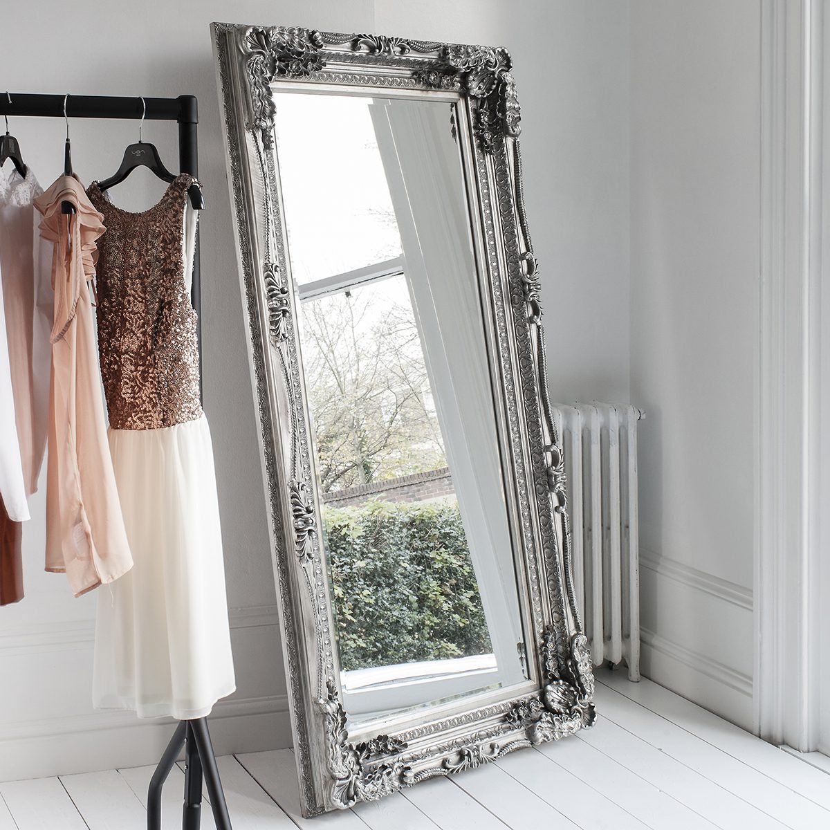 Antique Silver Full Length Wall Mirror