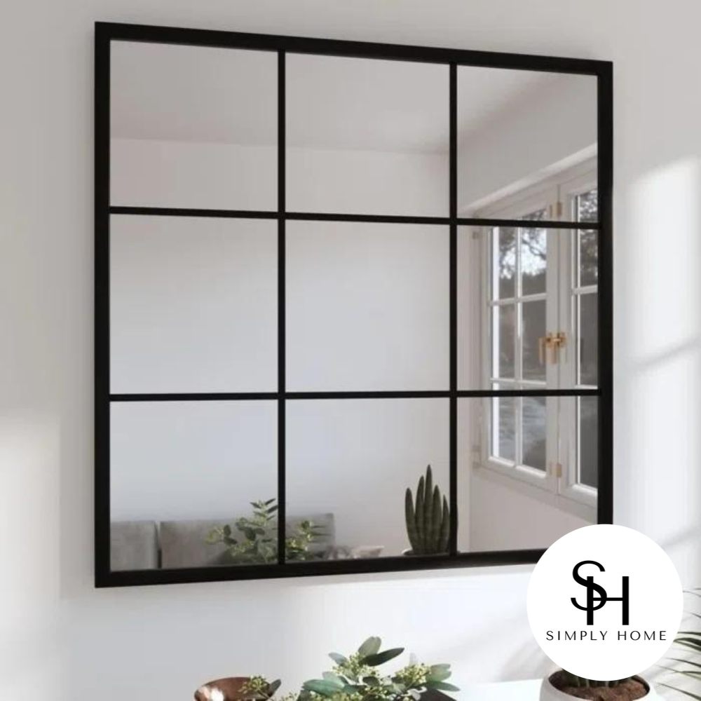 Kensington 9 Square Black Trim Mirror