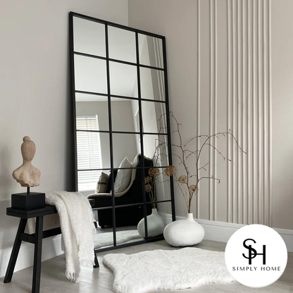 Clarence Large Black Trim Grid Mirror