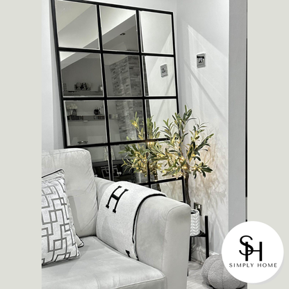 Clarence Large Black Trim Grid Mirror