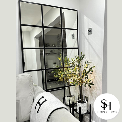 Clarence Large Black Trim Grid Mirror