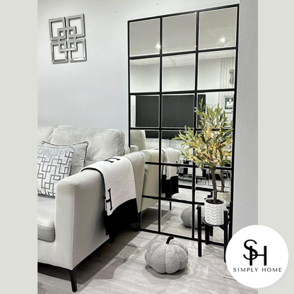 Clarence Large Black Trim Grid Mirror