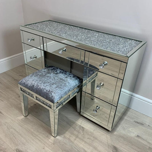 Diamond Crush Mirrored Dressing Table