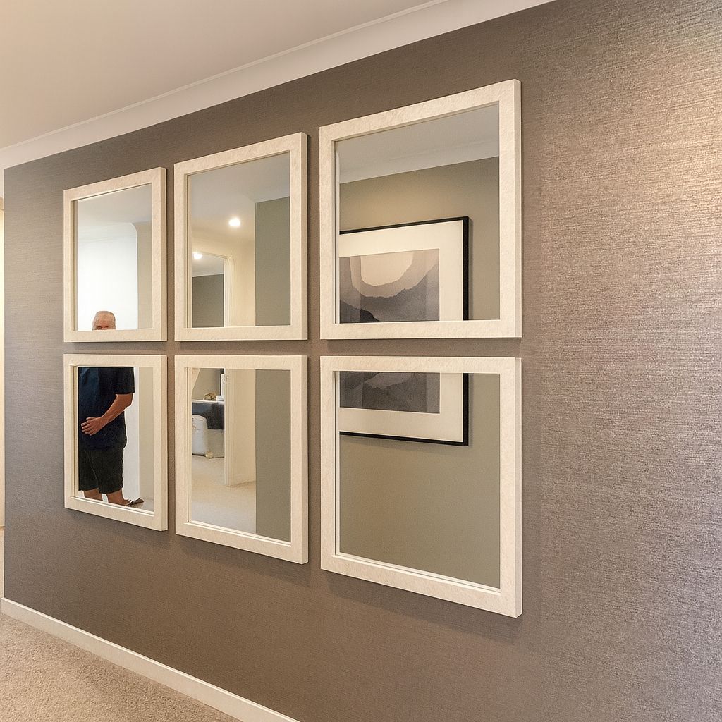 Marble Effect Framed 6 Panel Wall Mirror