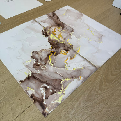 Black & Gold Marble Canvas Pair