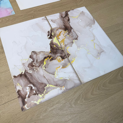 Black & Gold Marble Canvas Pair