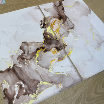 Black & Gold Marble Canvas Pair