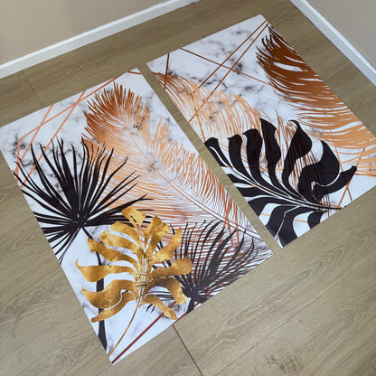'Gold & Black Jungle' Canvas Pair