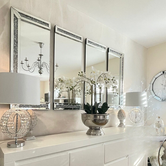 Large Diamond Crush 4 Panel Wall Mirror