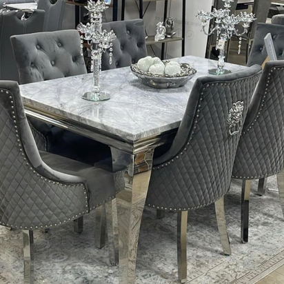Riviera 1.8m 6-8 Seater Grey Marble Dining Table