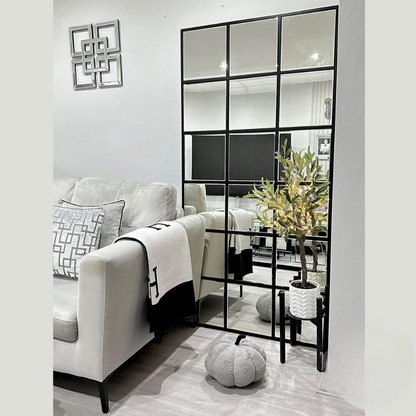 Clarence Large Black Trim Grid Mirror