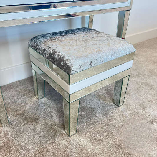 Classic White Mirrored Dressing Table Stool